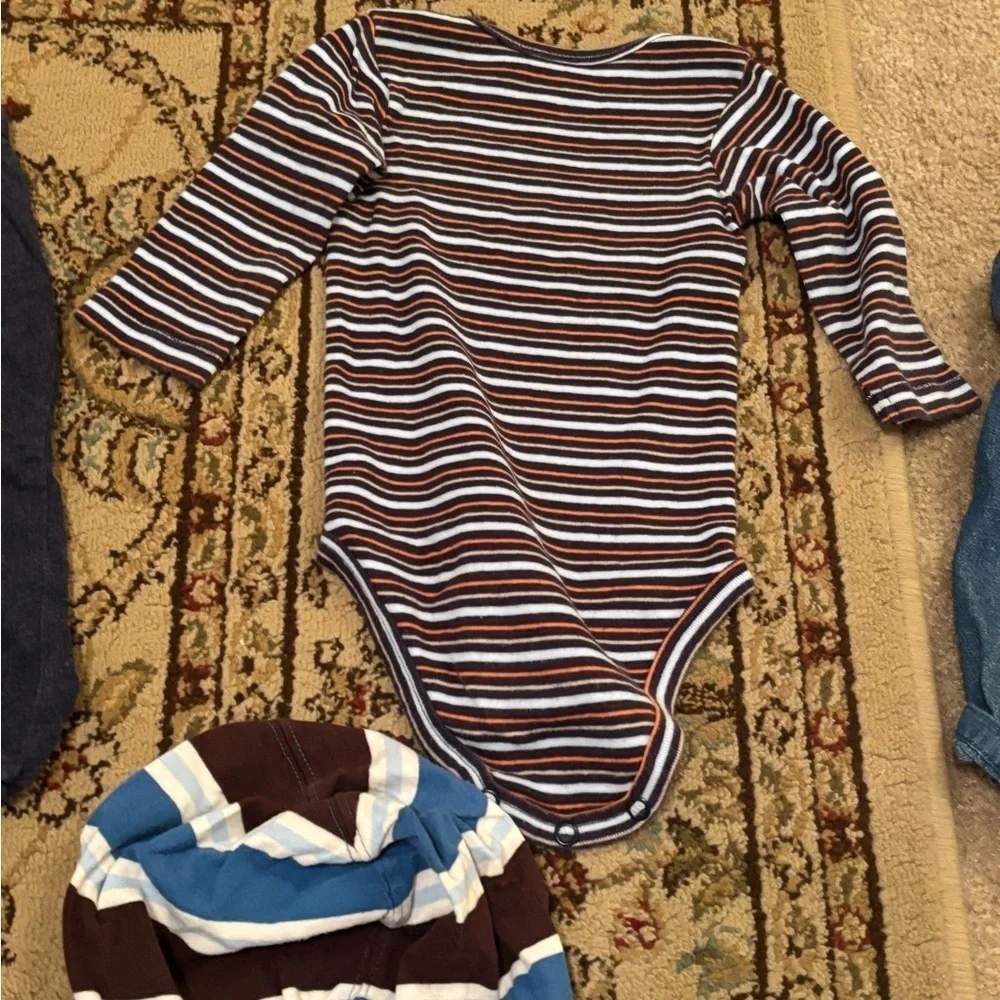 Baby Clothing Set with Stripes and Plaid lot of 8 sizes ranging from 6-12 months